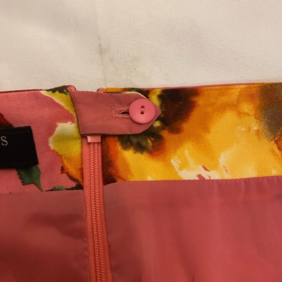 Talbots Skirt Women's Size 14W Floral Pink Lined Cotton Stretch Career - Picture 6 of 10